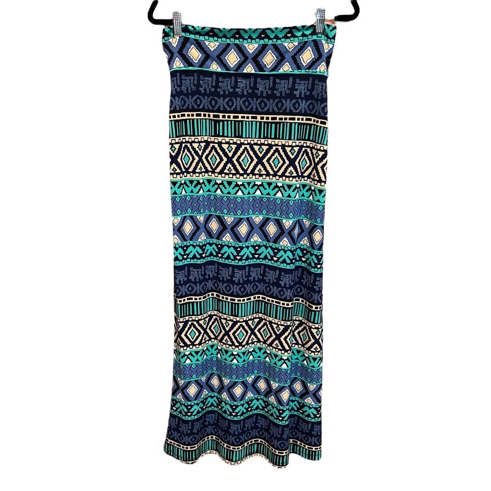 Tori Richard Honolulu Maxi Skirt Womens XS Blue Green Hawaiian Geometric Flowy